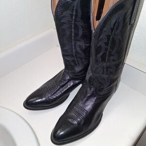 Black Leather Cowboy Boots